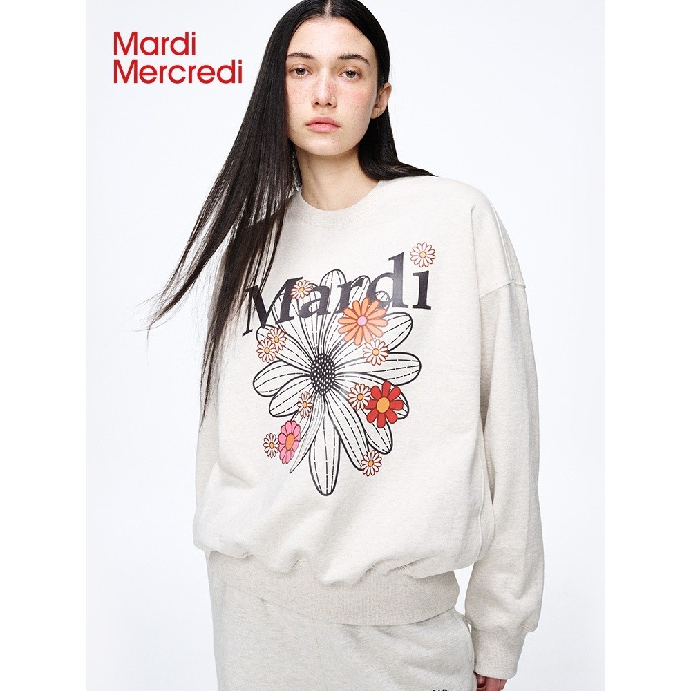 ♞【Official Store】พร้อมส่งMardi Mercredi FLOWERMARDI BLOSSOM SWEATSHIRT  ตัวอักษรหลายดอก  ของแท้ 100