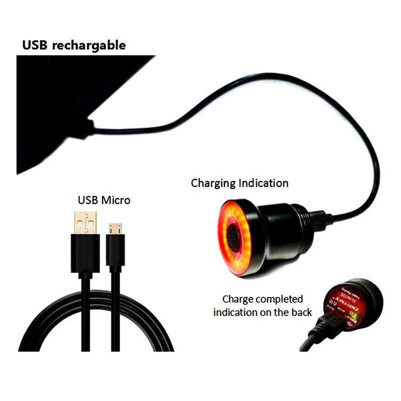 ▥ Enfiix Xlite100ไฟท้ายไฟติดจักรยานเบรคอัจฉริยะ, ไฟฉายติดเครื่อง/หยุดอัตโนมัติด้านหลังชาร์จ USB