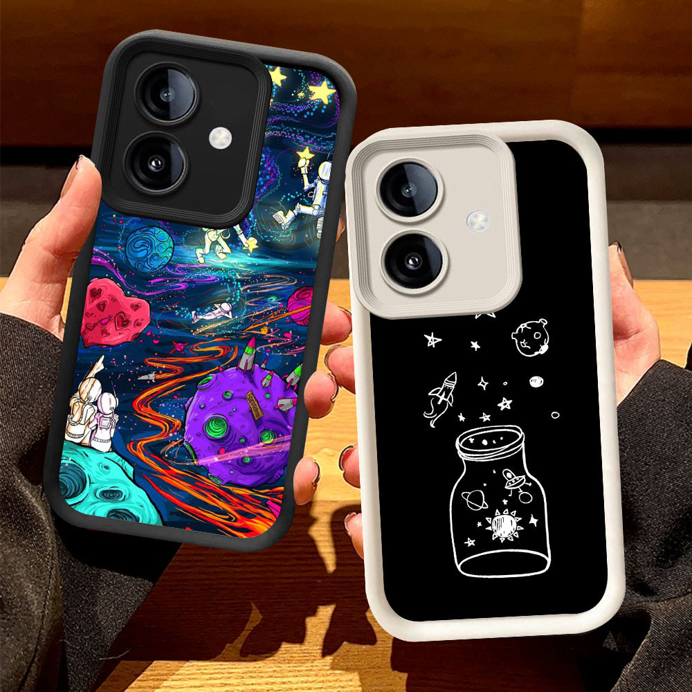 O-69 นักบินอวกาศ Space Casing สําหรับ OPPO A3 A3X A5 Pro 5G สีดําและสีขาว