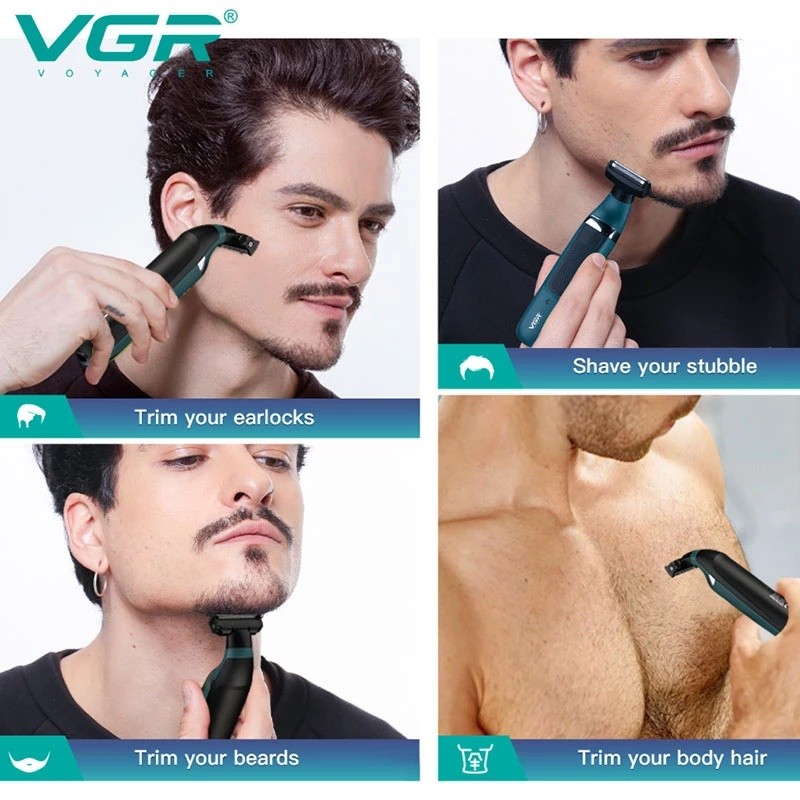 VGR 2IN1 Mens Shaver Intimate Haircuts Bikini Line Sensetive Balls Zone Shaving Beard Moustache Whi