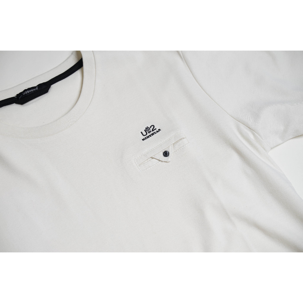 U2 MEN'S เสื้อยืดคอกลม กระเป๋าหลอก ปักโลโก้ U2 รุ่น 7246