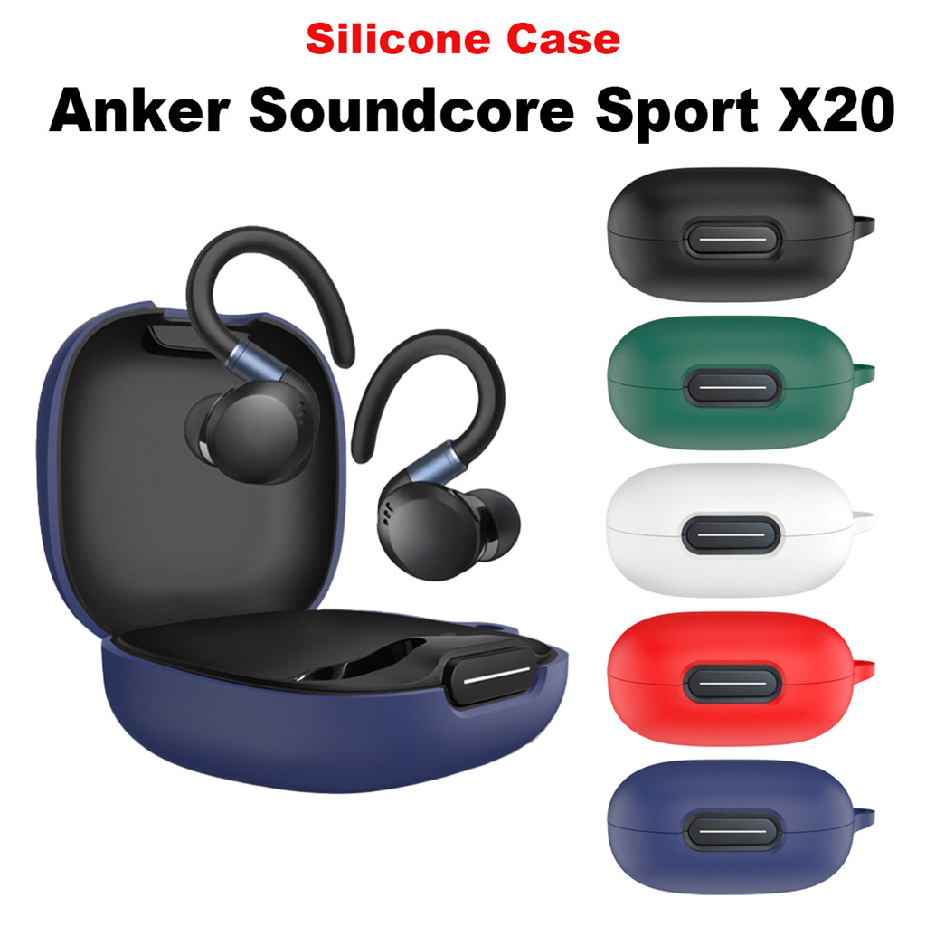 เคสซิลิโคนสําหรับ Anker Soundcore Sport X20 หูฟังไร้สายฝาครอบป้องกัน Anti-drop พร้อม Hook อุปกรณ์เสริมหูฟัง
