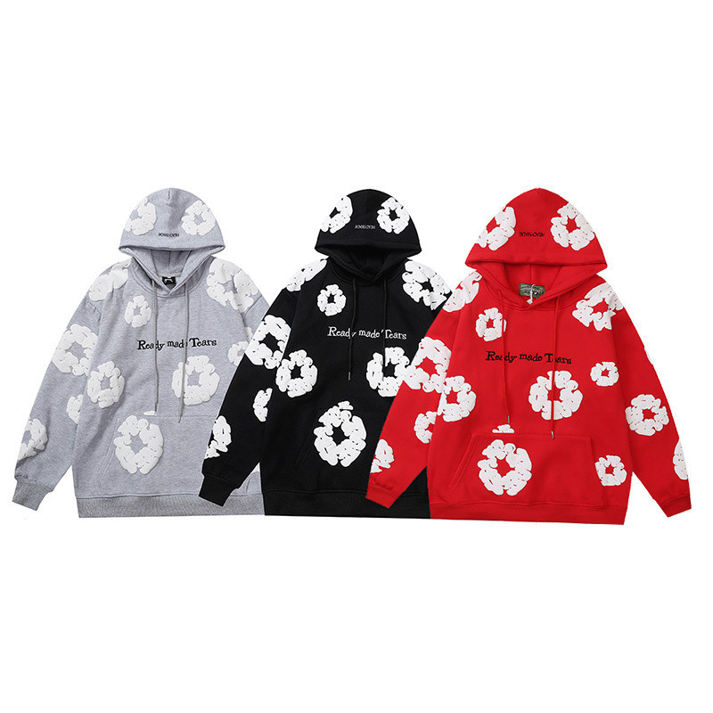 Street แฟชั่น 3ev3n9  Hoodies Foaming รูปแบบตัวอักษรHooded เสื้อแขนยาว Pullover Tops Unisex