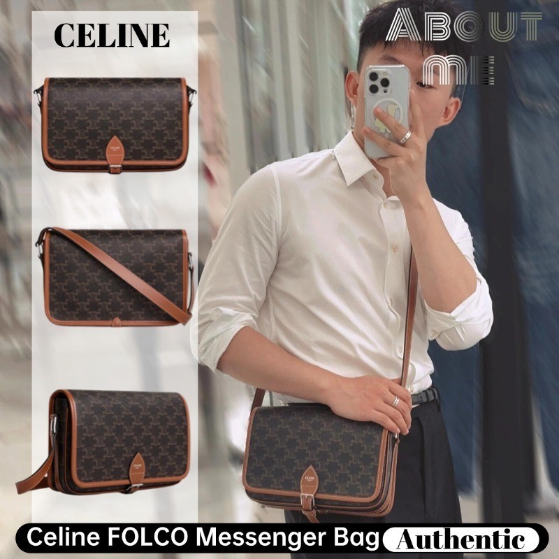 (2024) Celine FOLCO Messenger Bag กระเป๋าสะพายผู้ชาย