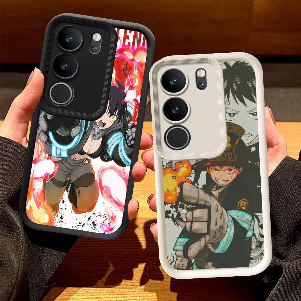 O-62 Fire Force Tokyo Casing สําหรับ VIVO V40 Y300 Y19S V50 Lite Y29 Pro 5G สีดําและสีขาว