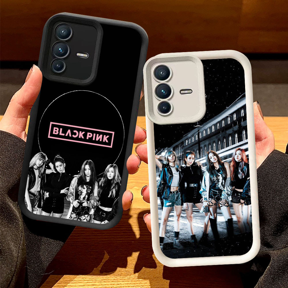 O-18 ปลอก BLACKPINK สําหรับ VIVO V23E Y75 V23 Y200 5G สีดําและสีขาว