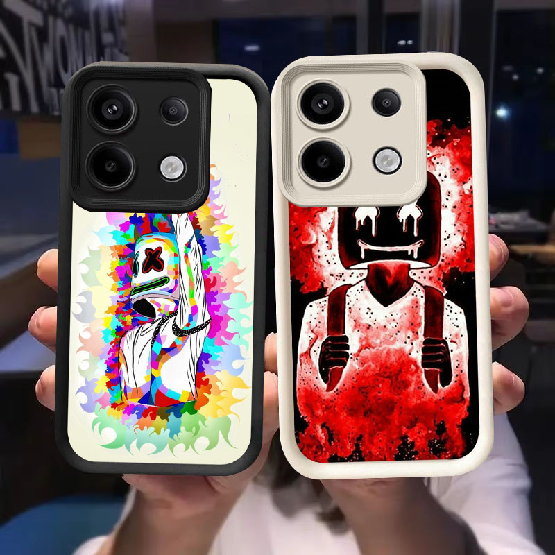 O-8 Marshmallow Casing สําหรับ Xiaomi POCO M6 X6 NEO M7 M4 Pro สีดําและสีขาว