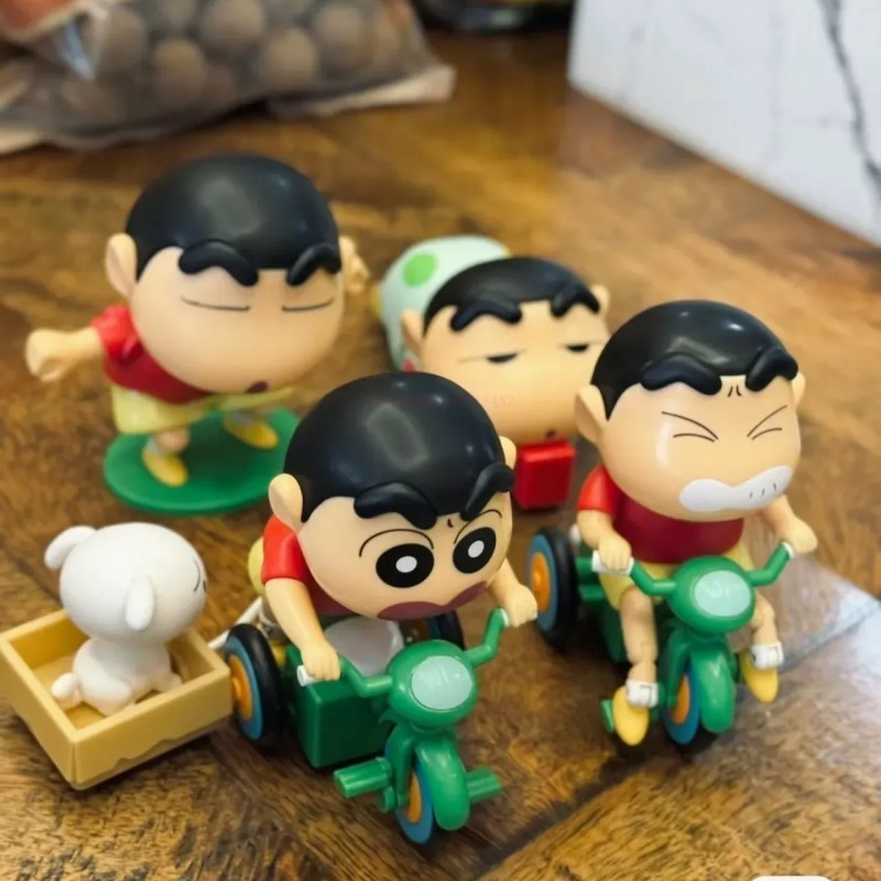 Crayon Shin Chan รูปตุ๊กตาเดสก์ท็อปอินเทรนด์ Clockwork ตุ๊กตาเครื่องประดับแบบไดนามิก Crayon Shin Chan ชีวิตใหม่ Series ตกแต่ง