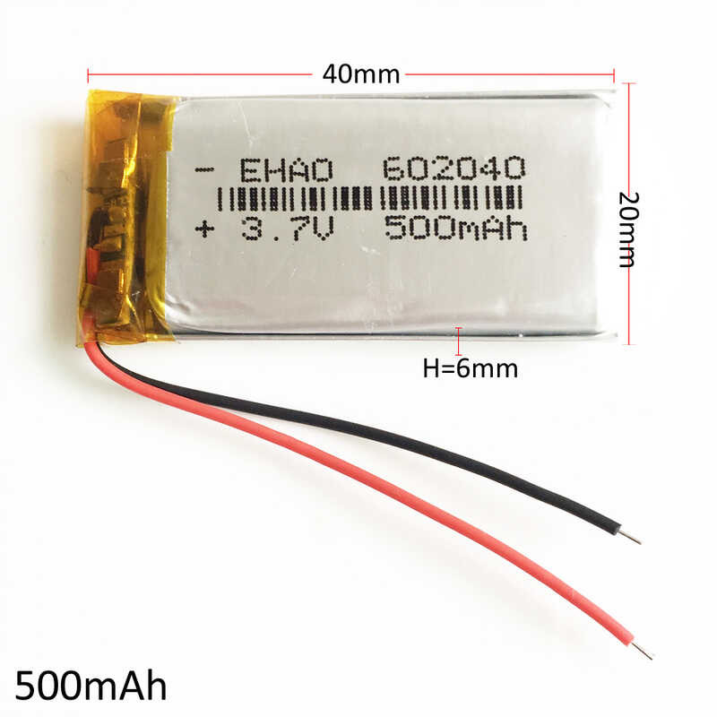 Δ Lot's 5 ชิ้น 3.7V 500Mah 602040 ลิเธียมโพลิเมอร์ Lipo แบตเตอรี่