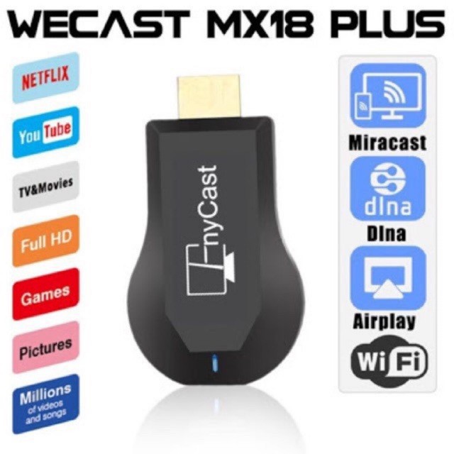 ในสต็อก Any Cast WeCast 1080P MX18 Plus WIFI HDMTV Dongle receiver