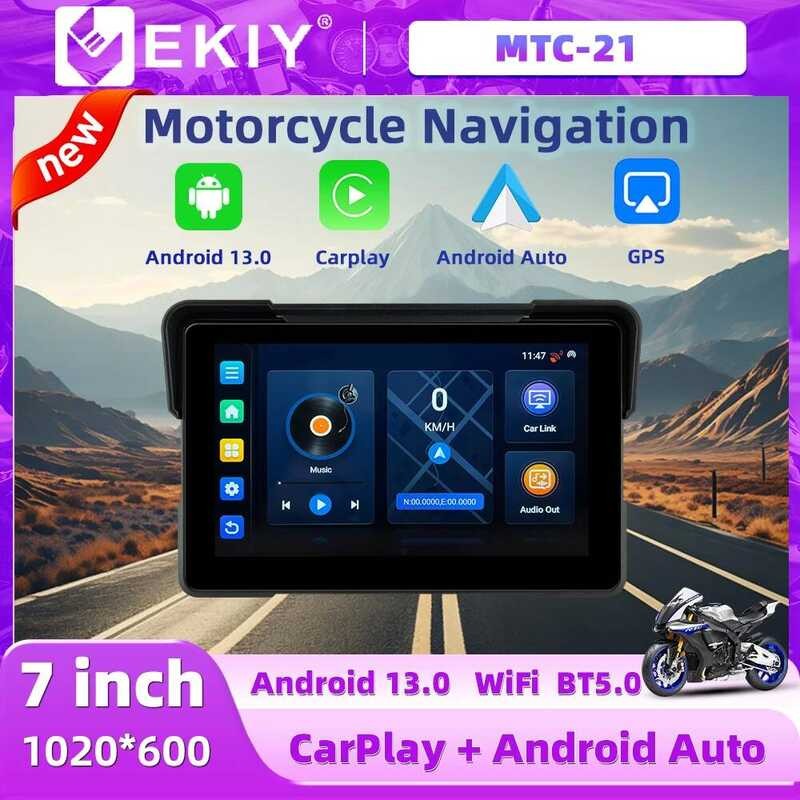 EVKEY ใหม่ 13 รถจักรยานยนต์ GPS WiFi MOTO นําทาง CarPlay 7 นิ้วไร้สาย Auto 4-core A53