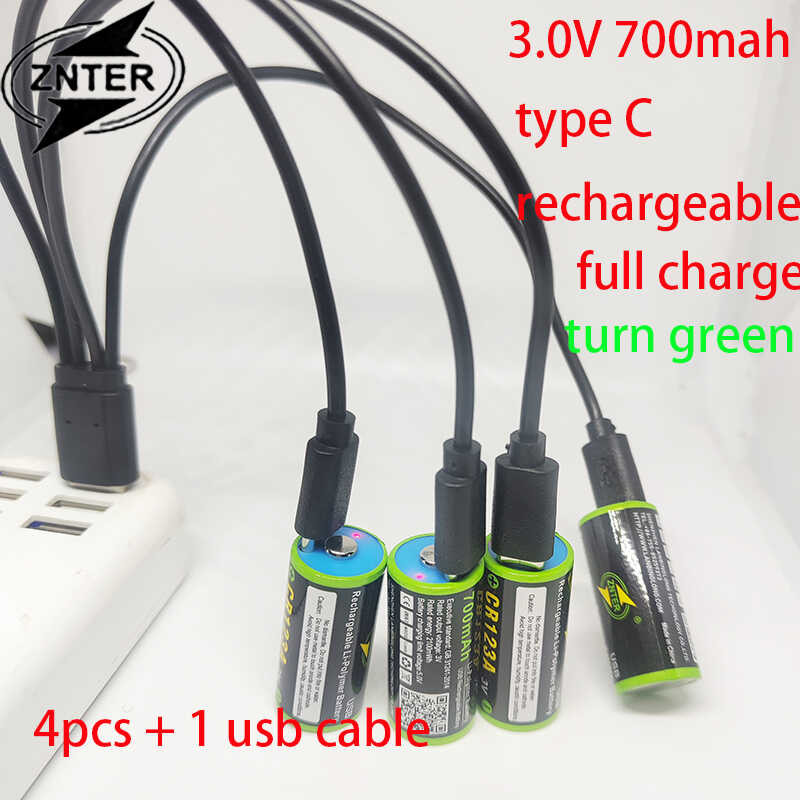 Δ Znter Cr123a 700Mah 2100Mwh 3.0V TYPE C USB แบตเตอรี่ลิเธียมโพลิเมอร