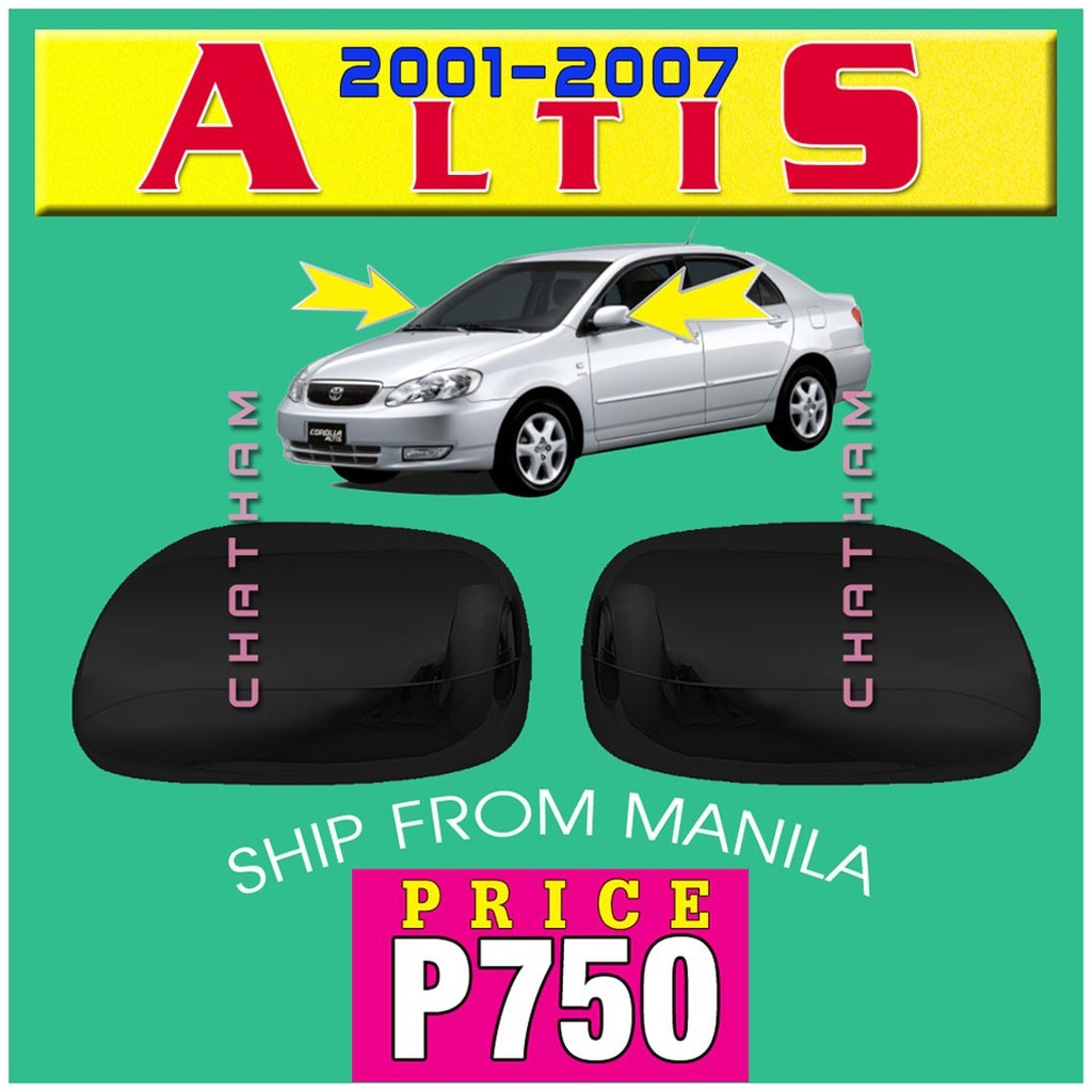 ในสต็อก ฝาครอบกระจกมองข้างสีดําสําหรับ Toyota Altis 2001 - 2007 (Baby Altis) 2002 2003 2004 2005 200