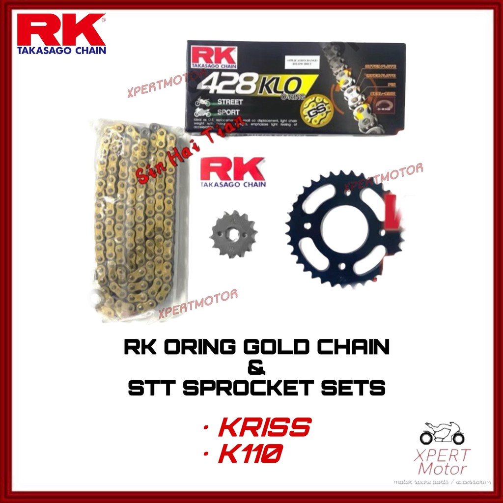 428 RK ORING KRISS 428 ชุดเฟืองและโซ่ Hot Deal Heavy Duty Sprocket และ RK JAPAN รถจักรยานยนต์ KLO โซ
