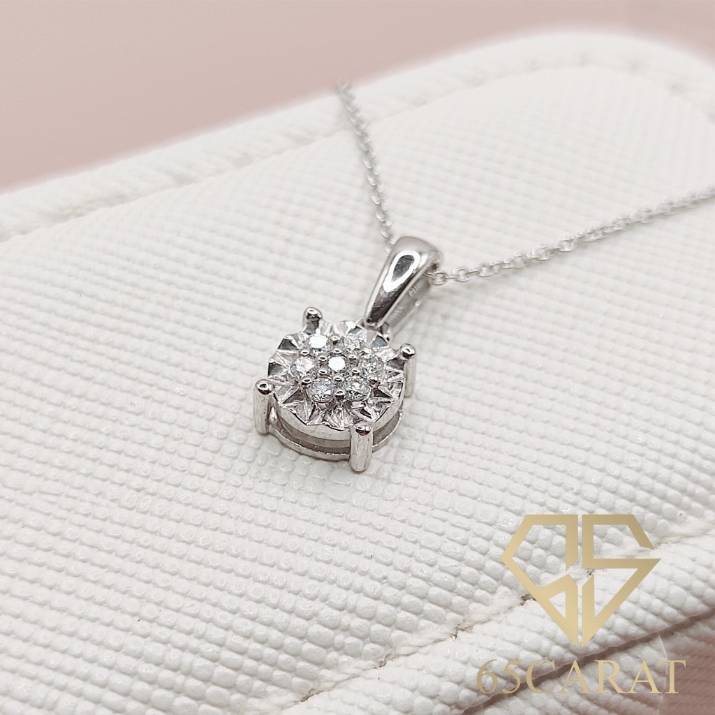 65Carat - จี้เพชรแท้ เพชรเบลเยี่ยมคัทน้ำ100 เพชรรวม 7 ตัง ทองคำแท้9K{37.5%}