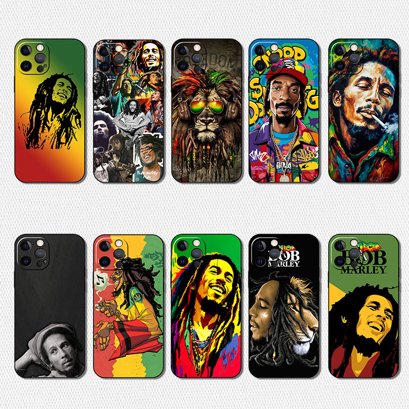 เคสโทรศัพท์สีTPUนุ่มสีดําสําหรับiPhone SE X XR XS MAX 11 Pro Max HR7 bob marley Anti fall design
