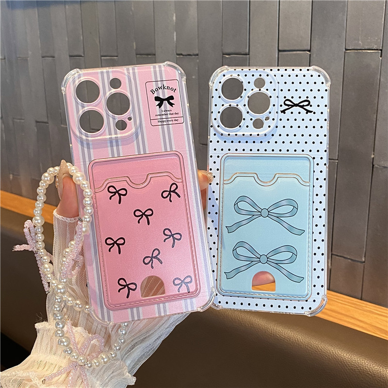 สําหรับ Huawei P30 Pro / Huawei Y6P Y7A / Y9 2019 / Y9 Prime 2019 Casing Fashion Dot Bowknot Card Sl
