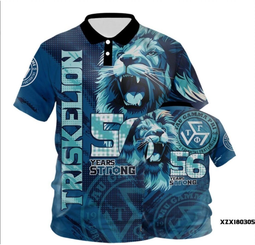 TAU GAMMA PHI NEW EDITION FULL SUBLIMATION TRISKELION 56TH ANNIVERSARY 3D CUSTOM POLO SHIRT,STYLE17