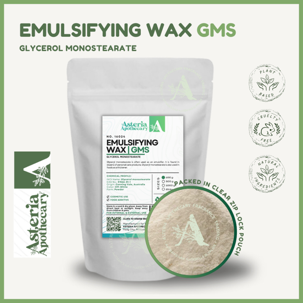 ในสต็อก แว๊กซ์อิมัลซิไฟอิ้ง (GMS) | Glyceryl Monostearate 100g / 500g / 1Kg - Asteria Apothecary