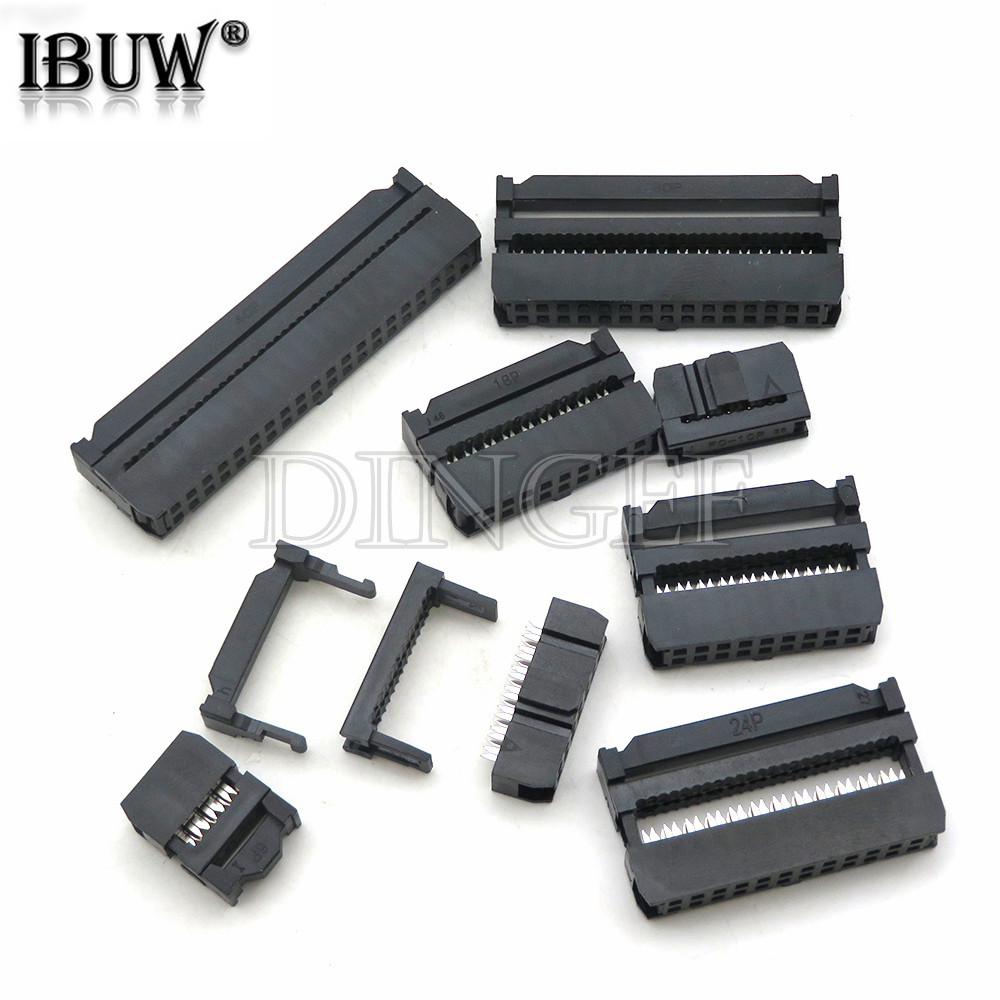 5pcs FC 6P 8 10 12 14 16 18 20 24 26 30 34 40 50 พิน 2.54 มม.Pitch หญิง IDC ซ็อกเก็ตตัวเชื่อมต่อสายริบบิ้นเชื่อมต่อ P
