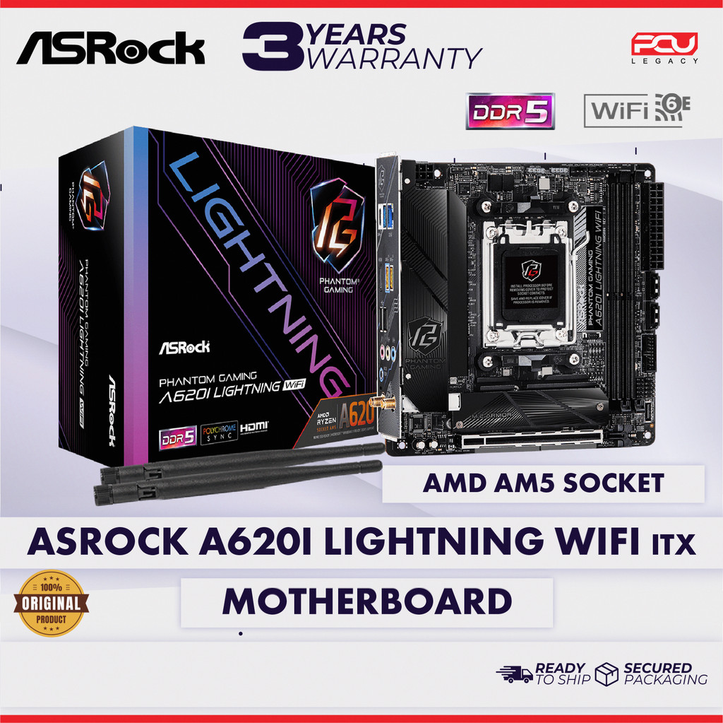 ASROCK A620I LIGHTNING WIFI ITX AM5 MOTHERBOARD