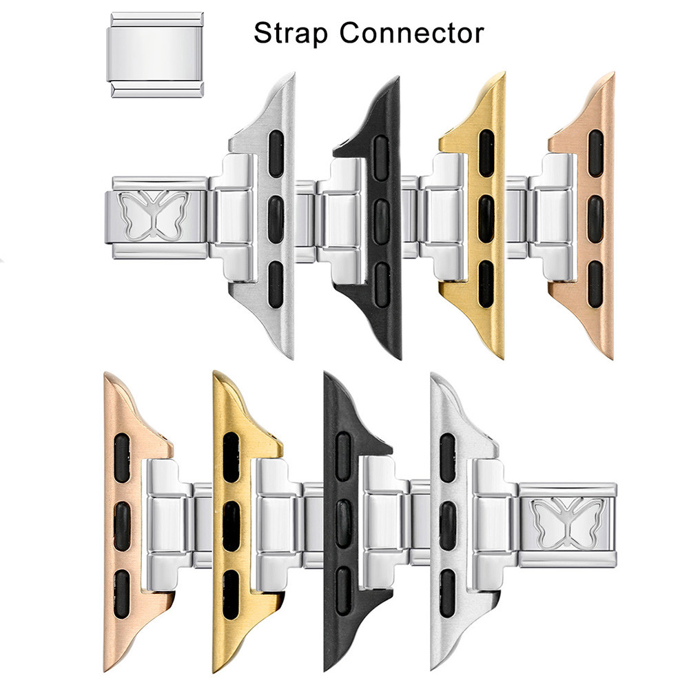 Elegant Smartwatch Strap Connectors เครื่องประดับสแตนเลส Fit 38/40/41 มม.อิตาเลี่ยน Charm สร้อยข้อมืออะแดปเตอร์อุปกรณ์เสริม Unisex
