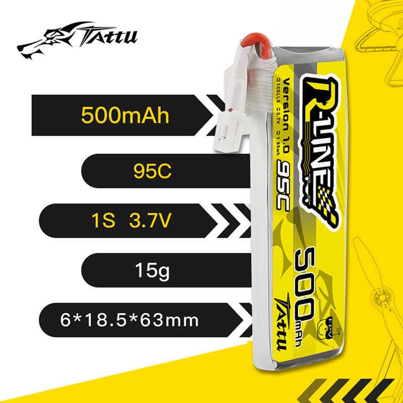 Δ Tattu-Re 1.0 500 550Mah 95C 3.7V 7.4V 11.1V แบตเตอรี่ลิเธียมไอออนกับ