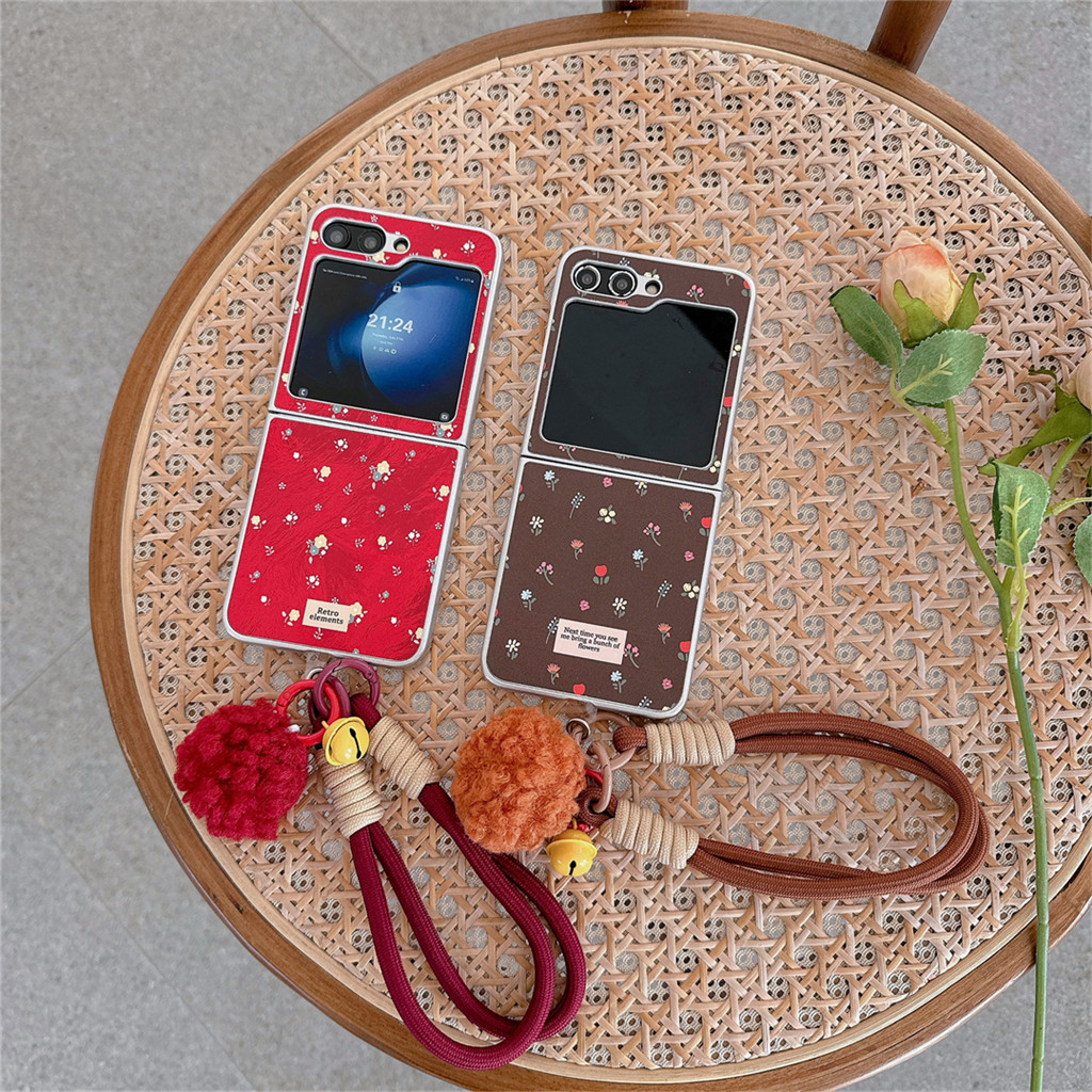เกาหลีหรูหราดอกไม้หักตุ๊กตาระฆังขนาดเล็กแบบพกพาเคสโทรศัพท์สําหรับ Samsung Galaxy Z Flip6 5G Z Flip4 Zflip5 Zflip6 Flip3 ฝาครอบ