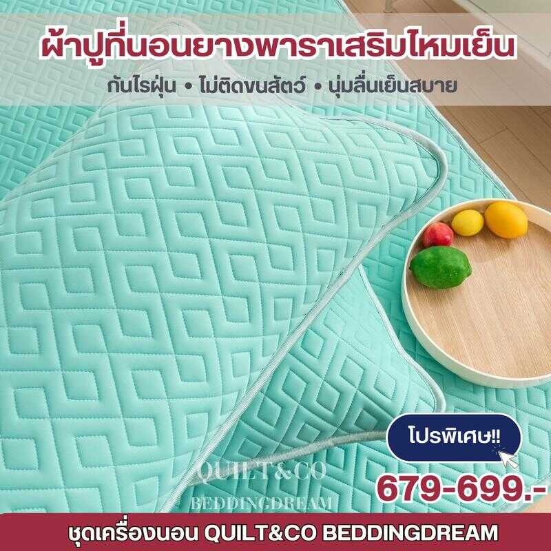 ผ้าปูที่นอนไหมน้ำแข็งสีพื้นมาใหม่ QUILT&CO BEDDINGDREAM