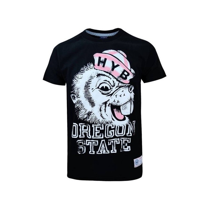 ♞Hybrid T shirt Men  ไฮบริดเสื้อยืดแขนสั้นผู้ชาย สีดำ(Black)MTS-1323-BL เสื้อสตรีท เสื้อคอตตอน เสื้