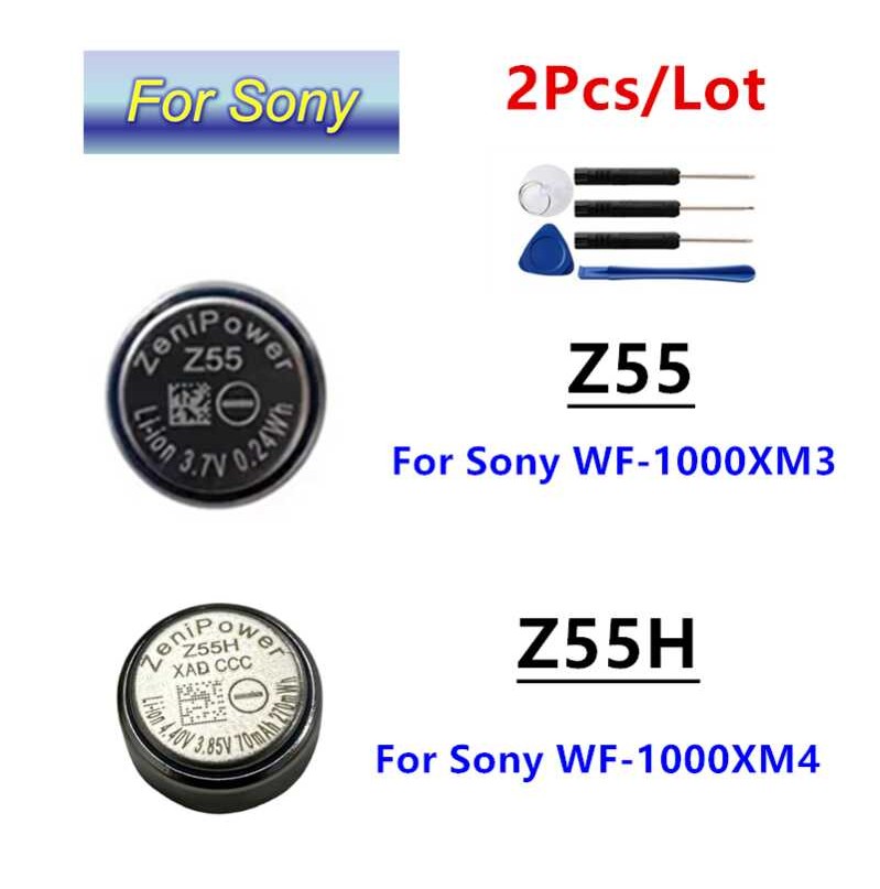 Δ 2 ชิ้น ล็อต Z55 แบตเตอรี่ใหม่ของ Sony Wf-1000Xm3, Z55h สำหรับ W