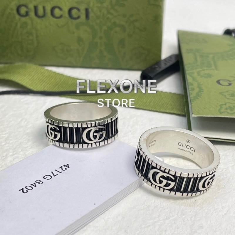 ,,แหวน Gucci Silver Double GG Ring เงินแท้