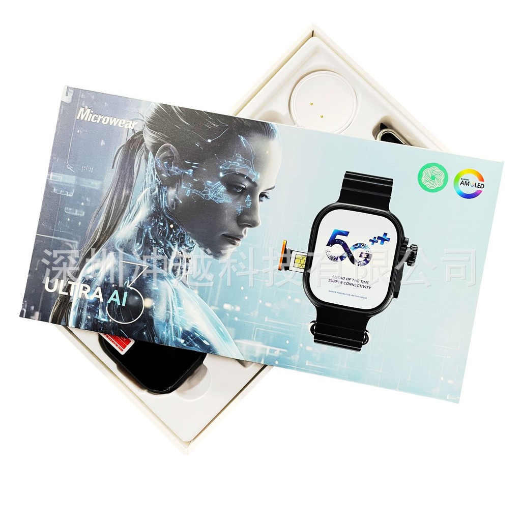 Heshun Cheng Micro Wear Ultra Ai3 สมาร์ทวอทช์การ์ด 5G Full Netcom นาฬิกากล้องหมุนได้ 180 องศา