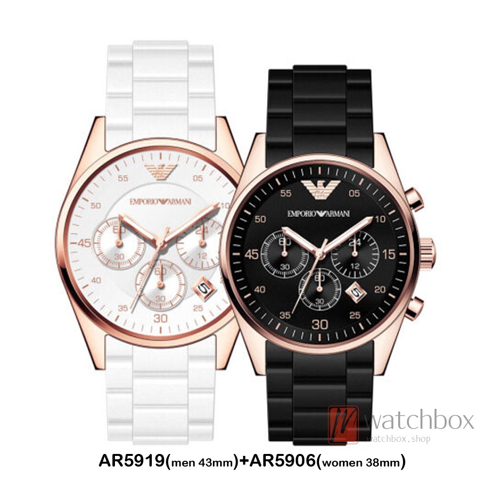 ในสต็อก Emporio Armani แฟชั่นควอตซ์ผู้ชายและผู้หญิงนาฬิกาคู่ AR5905/AR5906/AR5920