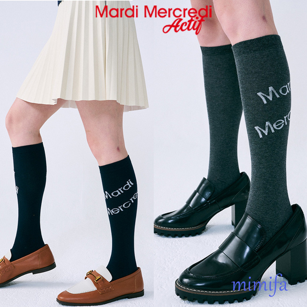 ♞Mardi MERCREDI ACTIF ถุงเท้ายาวถึงเข่า DIAGONAL MARDI MERCREDI XM