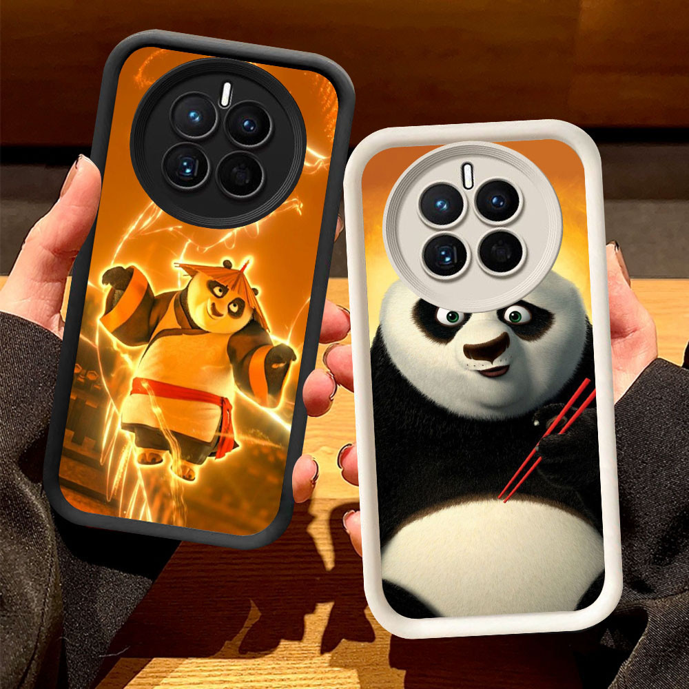 O-4 Kungfu ปลอกแพนด้าน่ารักสําหรับ Realme 12 12X Plus Pro 5G สีดําและสีขาว