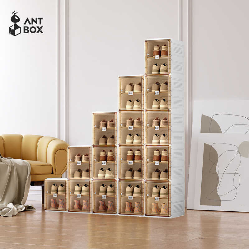 [Ready ANTBOX Ship] 2-Row Shoe Box, Easy To Install, Foldable, Multi-Compartment, Strong Magnetic