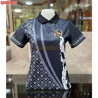 เสื้อโปโล พิมพ์ลาย ทรงผู้ชาย ทรงผู้หญิง (สาธารณสุข สพฐ อปท มหาดไทย อสม สำนักงานคณะกรรมการการศึกษาพื้นฐาน)สีดำ