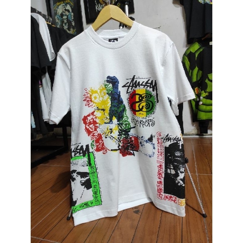 ♞เสื้อยืด STUSSY JURRASIC PARK วินเทจ XSA