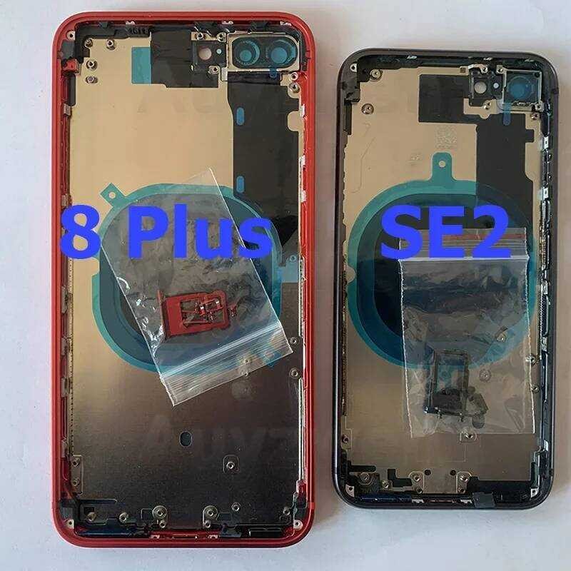 ▥ แชสซีประตูสําหรับ Iphone Se2 Se2020 ด้านหลังพร้อมกรอบกลางถาดซิมแบตเตอรี่ฝาครอบกระจก Universal