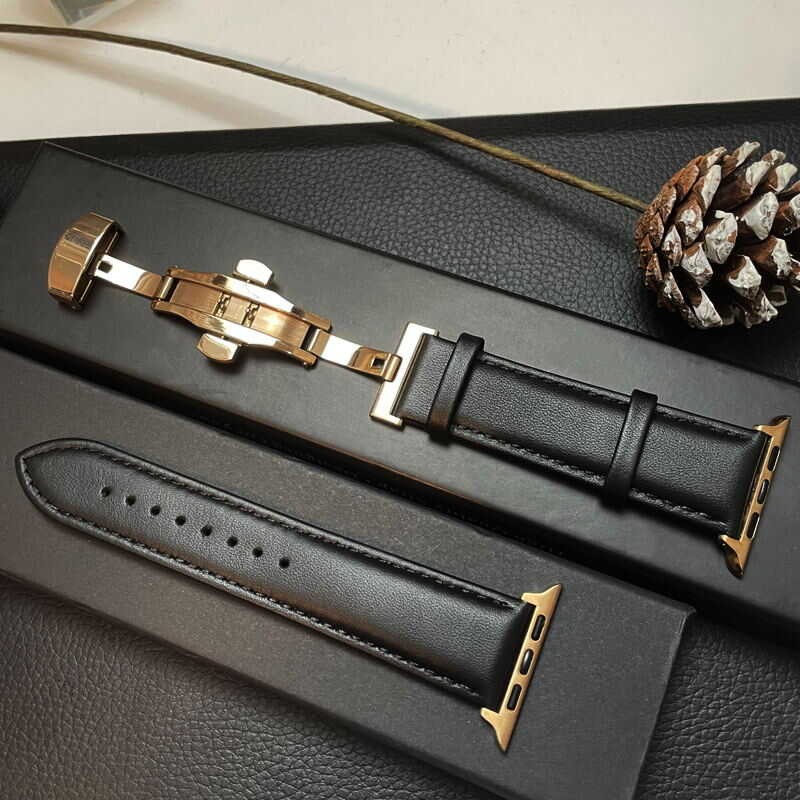 Apple สายหนังแท้สำหรับ Watch Strap 45Mm 41Mm 44Mm 40Mm 42Mm 38Mm สร้อยข้อม