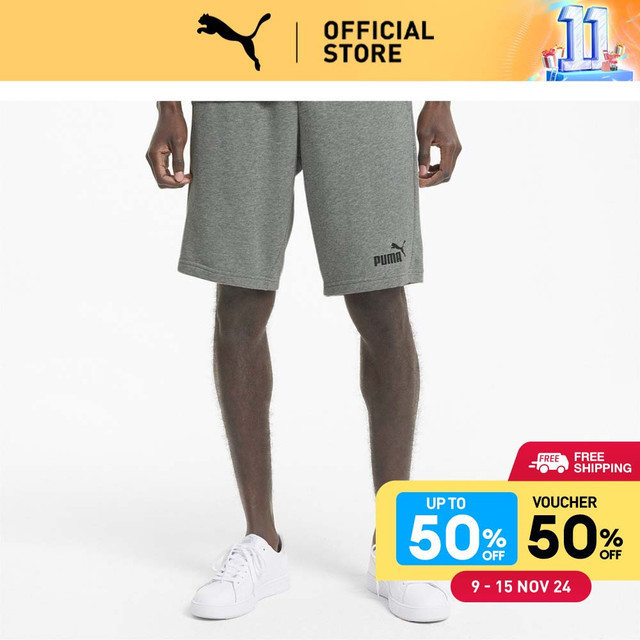 PUMA BASICS - กางเกงขาสั้นชาย Essentials สีเทา - 58670903