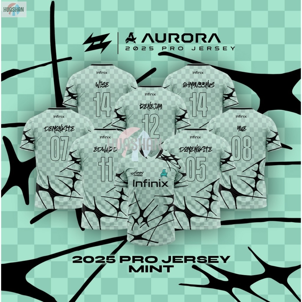 ฟรี Custom [MINT] Aurora 2025 Pro Jersey Infinix Jersey เสื้อยืด Tops Supporters ONIC ESPOTS MPL S13