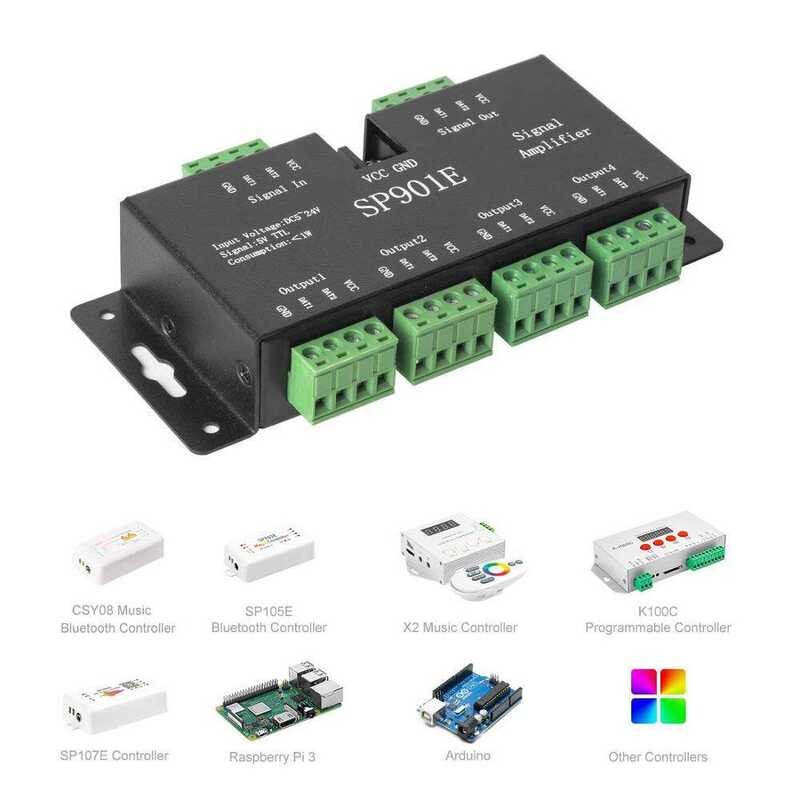 Sp901e 🍀 Led SPI Controller Dc5v-24V Signal 4Ch Group Amplifier For Dmx512 Pixel LED Strip Mag