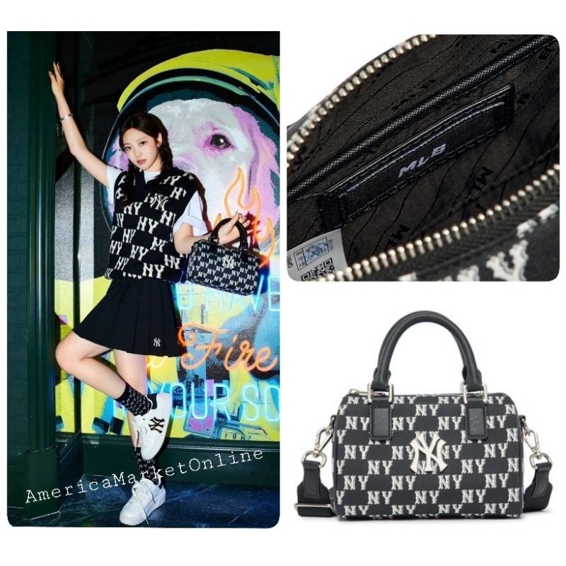 ♞,♘,♙กระเป๋า MLB Classic MONOGRAM Jacquard S-Boston Bag NEW YORK YANKEES frty