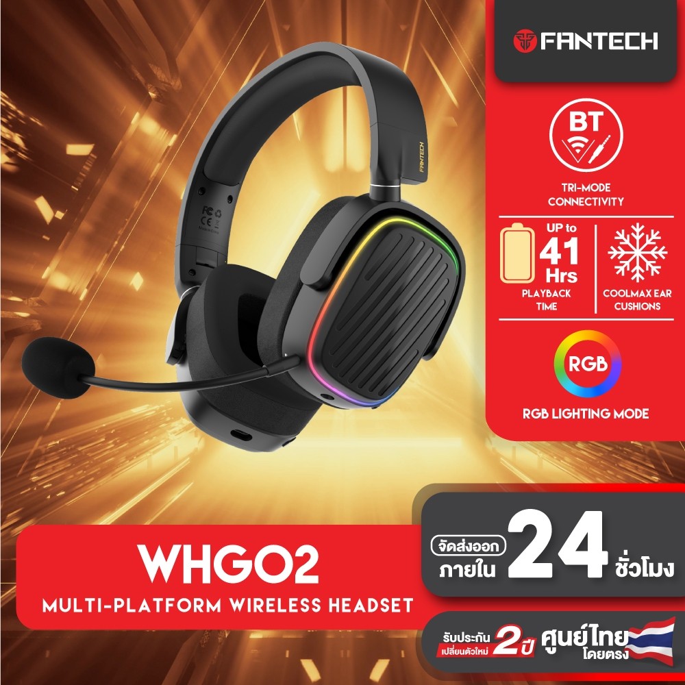 FANTECH รุ่น WHG02 HARMONY WIRELESS HEADSET  หูฟังไร้สาย หูฟังบลูทูธ 5.3 ระบบเสียงเซอร์ราวด์