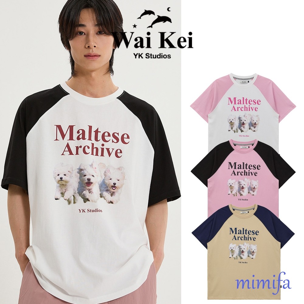 ♞Waikei Maltese archive เสื ้ อยืดครึ ่ งแขนraglan XM