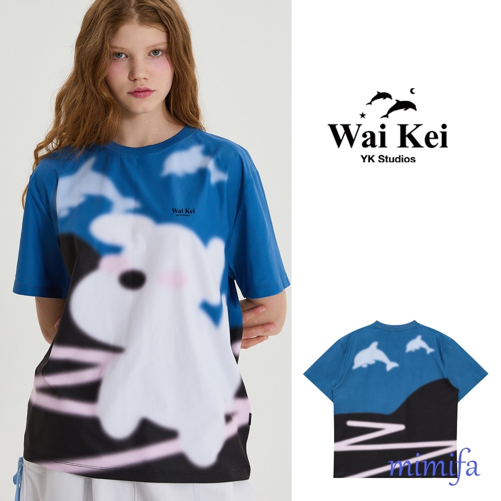 ♞,♘Waikei Puppydolphin ภาพประกอบเสื ้ อยืดครึ ่ งแขน XM