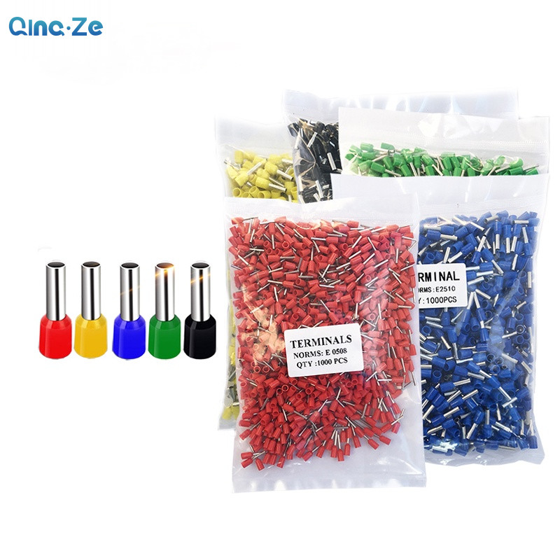 1000PCS VE สาย Lug Ferule Connector Pin Terminal Tube ประเภทสายไฟ E7508 E4009 E6012
