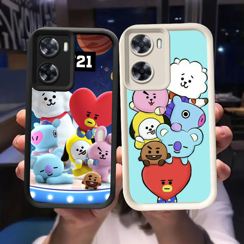 O-42 BT21 เคสสําหรับ OPPO Realme C33 A96 9i A77s A77 สีดําและสีขาว